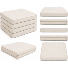 Keten Fitilli 53X46CM Sandalye Ölçüsüne Uygundur. 4 Adet Fermuarlı Yıkanılabilir Sandalye Koltuk Minder Seti