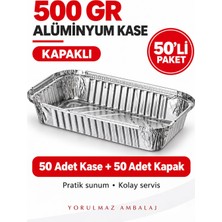 Yorulmaz Ambalaj  500 gr Kapaklı Alüminyum Kase 50’li – Kullan At Yemek ve Paket Servis Kabı