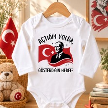 Egg Baby %100 Pamuklu Atatürk Temalı Bebek Zıbın Body Uzun Kol Açtığın Yolda Gösterdiğin Hedefe Baskılı