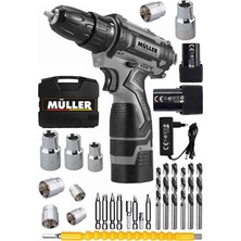 Maison Luré Darbeli 58 V 6 Ah Metal Şanzuman Çift Akülü Şarjlı Matkap 27 Parça Set Akülü Vidalama