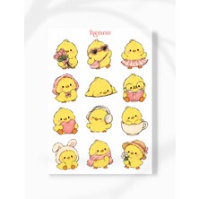 Henno Sevimli Civciv Temalı Tekli Sticker Seti (A6 10,5 × 14,8 Cm) | Ajanda, Defter, Planlayıcı Çıkartma