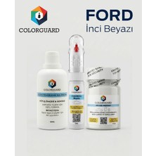 COLORGUARD Ford İnci Beyazı Rötuş Seti - 2 si 1 Arada İğne ve Fırça Uçlu Şişe, Solüsyon ve Rötuş Pastası