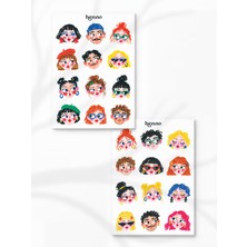 Henno Renkli Yüzler Temalı 2’li Sticker Seti (A6 10,5 × 14,8 Cm) | Ajanda, Defter, Planlayıcı Çıkartma