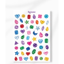 Henno Renkli Mücevher Taşları Temalı 2’li Sticker Seti (A6 10,5 × 14,8 Cm) | Ajanda, Defter, Planlayıcı Çıkartma