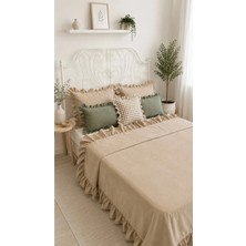Decamor Home Inci Fırfırlı Bej Yatak Örtüsü Çift Kişilik