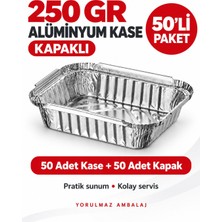 Yorulmaz Ambalaj 250 gr Kapaklı Alüminyum Kase 50’li – Küçük Boy Yemek ve Meze Kabı