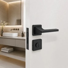 Elovias Sese Ilgın Modeli Kare Rozetli Wc Kapı Kolu Siyah Renk (200-231R-02-02)
