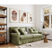 Tr Toprak Tonları ile Sadelik Soyut Çerçeve Görünümlü 3'lü Mdf Tablo 40 x 60