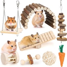 Tr Hamster Çiğneme Oyuncak Seti Küçük Hayvan Molar Oyuncaklar Diş Bakımı Ahşap Aksesuarlar