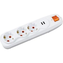 Tr Nilson USB Girişli, Çocuk Kilitli, Anahtarlı ve Akım Korumalı 3'lü Uzatma Kablosu (1 Adet)