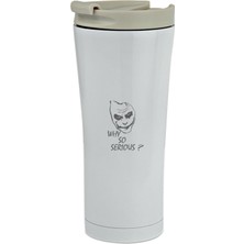 Tr Joker Temalı Çift Katmanlı Termos Kupa, 500 Ml, Beyaz, Paslanmaz Çelik