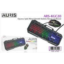 Tr ARS-KGC20 Işıklı Metal Gövdeli Oyuncu Kablolu Klavye ve Mouse Set, Siyah
