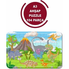 Tr Lipyos Sevimli Hayvanlar Dinazorlar A3 104 Parça Puzzle, Oyuncak, Yapboz A3 1553