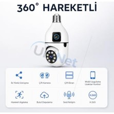Tech Butiq Wifi Güvenlik Kamerası 1080P Full Hd Ampul Tipi Çift Kameralı Ptz