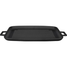 Tr Döküm Grill Tepsi, Izgara Yüzeyli, Metal Kulplu, 31X42CM