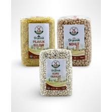 Tr Bakliyat Seti - Organik Pilavlık Bulgur 750 G Organik Nohut 750 G Organik Kuru Fasulye 750 G