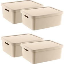 Tr 4'lü Set Stafi Çok Amaçlı Kapaklı Kutu Latte 12 Lt - Latte, Çok Amaçlı Kapaklı Kutu, Ev-
