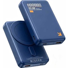 Shaza 10.000 Mah 22.5W Dijital Göstergeli Magsafe Powerbank Mavi