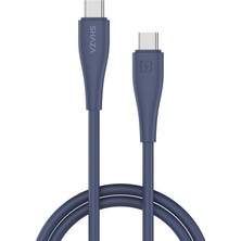 Shaza Silikon Type-C To Type-C 5A 60W Hızlı Şarj / Veri Kablosu -Lacivert