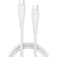 Shaza Silikon  Type-C To Type-C 5A 60W Hızlı Şarj / Veri Kablosu -Beyaz