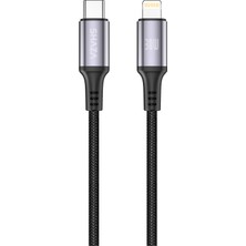 Shaza Örgülü Type-C To Lightning 5A 30W Hızlı Şarj / Veri Kablosu -Siyah