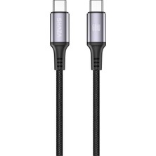 Shaza Örgülü Type-C To Type-C 5A 60W Hızlı Şarj / Veri Kablosu 2 Metre -Siyah
