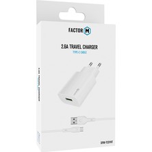 Factor-M USB To Type-C 2.4A Ev/seyahat Şarj Seti -Beyaz