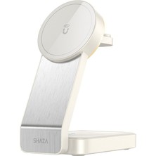 Shaza  3in1 Katlanabilir Kablosuz Hızlı Masa Şarj Standı Beyaz