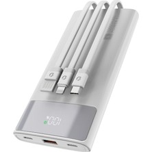 Shaza 10.000 Mah 22.5W Dijital Göstergeli Kendinden Kablolu Powerbank -Beyaz