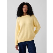 Gap Kadın Açık Sarı 100% Pamuk Oversized Kazak