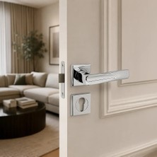 Elovias Sese Duru Modeli Yale Rozetli Dış Kapı Kolu Krom Renk (200-203R-03-18)