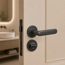 Elovias Sese Esin Modeli Yuvarlak Rozetli Wc Kapı Kolu Antrasit Renk (200-261R-02-54)