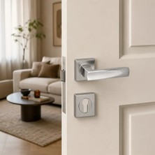 Elovias Sese Duru Modeli Yale Rozetli Dış Kapı Kolu Inox Renk (200-203R-03-53)