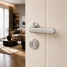 Elovias Sese Esin Modeli Yuvarlak Rozetli Oda Kapı Kolu Inox Renk (200-261R-01-53)