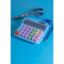 Ertürk Store Hesap Makinesi Geniş ve Renkli Tasarım (Güneş Enerjili) - BL21255 (Mavi)