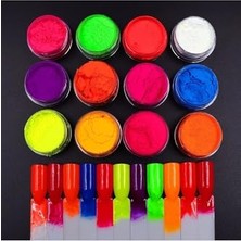 Ertürk Store 12'li Neon Tırnak Pigmenti Nail Art Neon Pigment Toz Seti