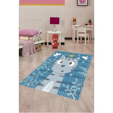Ertürk Store Kedili Kedi Desenli Renkli Dijital Baskılı Yıkanabilir Kaymaz Taban Bebek ve Çocuk Odası Halısı, 40 x 40 MEGC277O