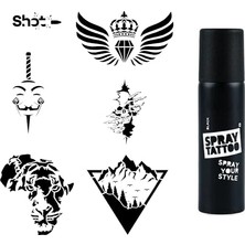 Ertürk Store Kanat ve Vahşi Desenli Dark Siyah Sprey Geçici Dövme Seti