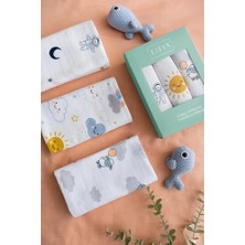 Ertürk Store Battaniye, Eıfın Çok Amaçlı Müslin Örtü & 3'lü Baskılı SET%100 Pamuk Oeko-Tex Sertifikalı Kutulu (Uzay)