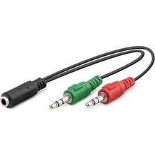 Ertürk Store HDX1053 2*3.5 mm (M) To 3.5 mm (F) Kablo, 2line Mikrofon + Kulaklık, 20 Cm, Siyah