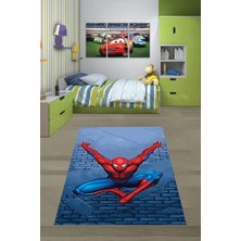 Ertürk Store Duvara Tırmanan Adam Dijital Baskılı Yıkanabilir Kaymaz Tabanlı Çocuk Genç Odası Halısı, Kırmızı-Mavi 80 x 150