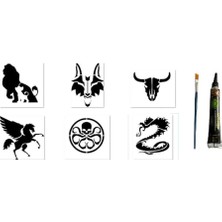 Ertürk Store Dragon ve Kurt Desenli Hint Kınasıyla Geçici Dövme Seti