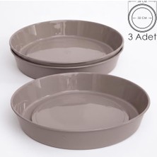 Ertürk Store Saksı Tabağı Klasik Tabak Parlak Plastik Altlık (Kahve, 32 Cm)