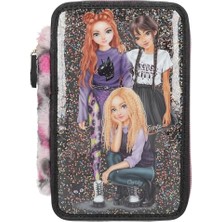 Ertürk Store 13017 Topmodel Rebel Kitty; 3 Bölmeli Kutu, Siyah, Model, Parıltı ve Aslan Derisi, Renkli Kalemler, Cetvel, Makas ve Çok Daha Fazlası ile Kutu