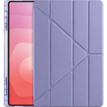 Ertürk Store Lenovo ile Uyumlu SM11-TB330FU Kılıf, Kalem Bölmeli, Standlı, Uyku Modlu, Suni Deri, Yarı Transparan Arka Yüzey, Lavanta