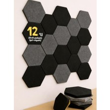 Ertürk Store 12'li Akustik Panel Keçe Kendinden Yapışkanlı Duvar Kaplama Ses ve Isı Yalıtım Duvar Kaplama 10 mm Kalınlık 26X30 cm (Karışık)