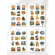Henno Van Gogh Temalı 4’lü Sticker Seti (A6 10,5 × 14,8 Cm) | Ajanda, Defter, Planlayıcı Çıkartma