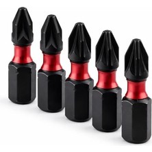 Ertürk Store Impact Bits Uç 25 mm Pz2 Tayvan Çeliği Mıknatıslı Pozidriv Manyetik 1/4" Matkap Ucu 2.5 cm Uzunluk