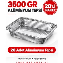 Yorulmaz Ambalaj 3500 gr Alüminyum Tepsi 20 Adet – Büyük Boy Dikdörtgen Kullan At Yemek ve Servis Tepsisi