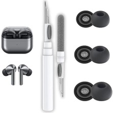 Ertürk Store Samsung Galaxy Buds3 Pro; Buds4 Pro Uyumlu Üç Boyut Premium Silikon Kulaklık Uçları (S, M, L) ve 3'ü 1 Arada Bluetooth Kulaklık Temizleme Kalemi Seti (Siyah)